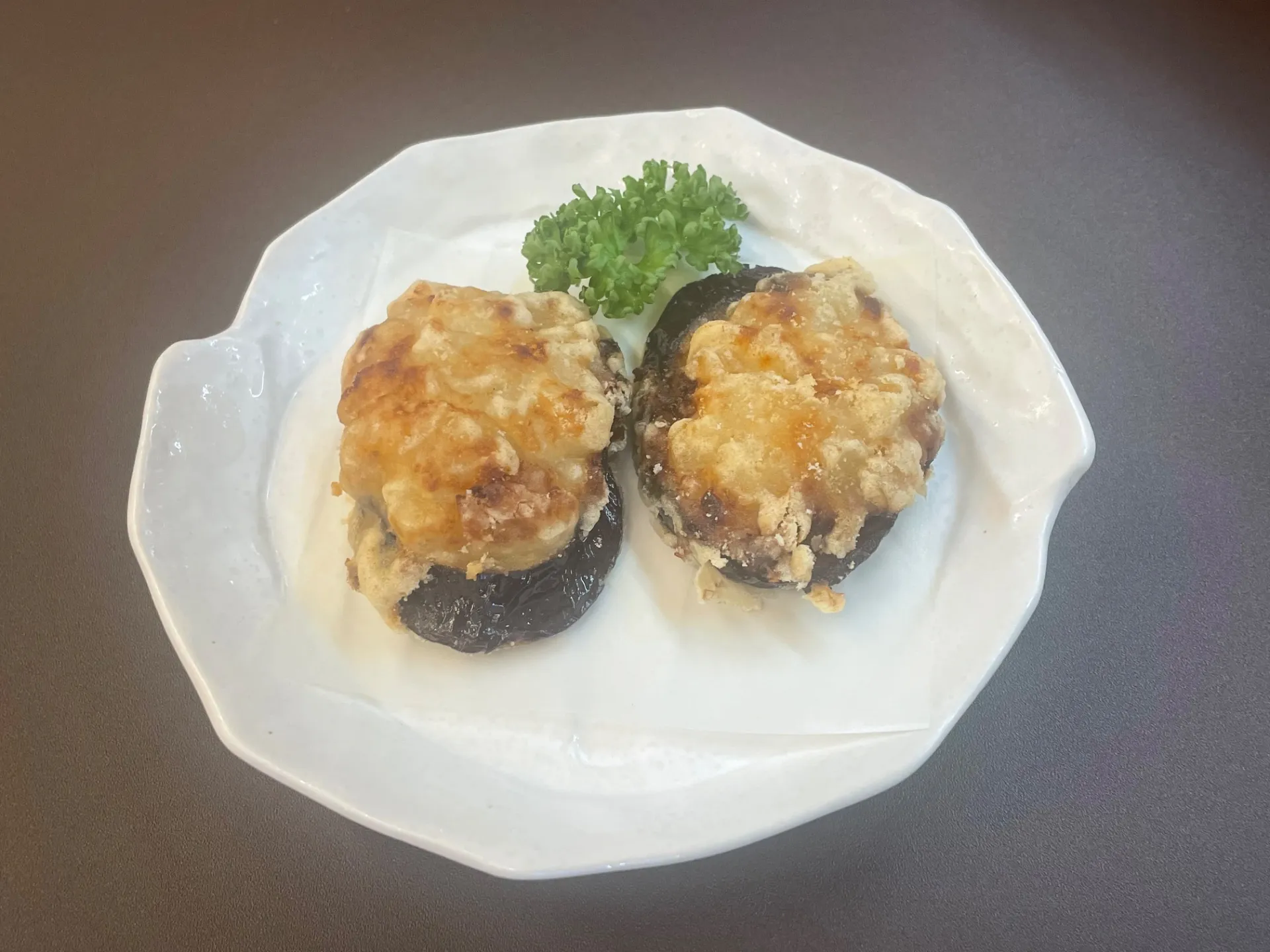 ナスの肉のせ天ぷら